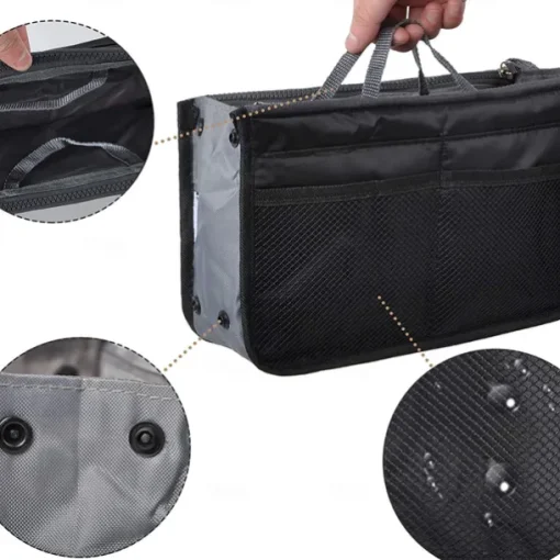 Handbag Organizer Insert for Women – Large Capacity, Zipper Closure, Portable with Handle – Ideal for Travel, Documents, Cards, and Small Items