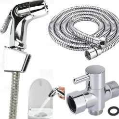 Handheld Toilet Bidet Sprayer Set Kit Stainless Steel Hand Bidet Faucet for Bathroom Handheld Shower Head Nozzle Hose Set Toilet Sprinkler Docking Hand Shower Head Handheld Toilet Sprayer Accessories