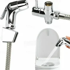 Handheld Toilet Bidet Sprayer Set Kit Stainless Steel Hand Bidet Faucet for Bathroom Handheld Shower Head Nozzle Hose Set Toilet Sprinkler Docking Hand Shower Head Handheld Toilet Sprayer Accessories