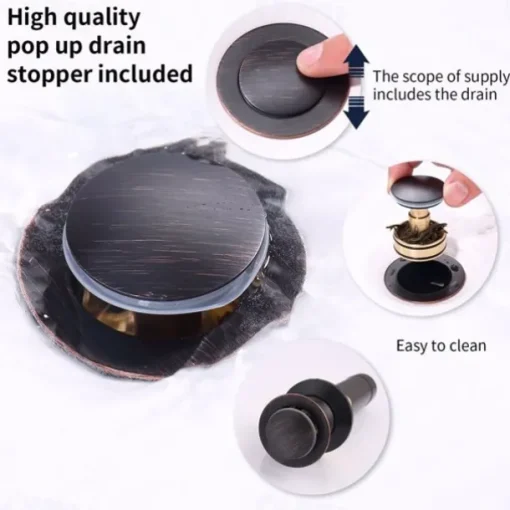 2-Handle 4-Inch Oil Rubbed Bronze Bathroom Faucet Bathroom Vanity Sink Faucets with Pop-up Drain and Supply Hoses