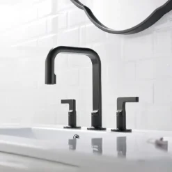 2-Handle Widespread Bathroom Sink Faucet with Faucet Supply Hoses Gold/Gun Metal Grey Basin Faucet Mixer Taps