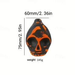Handmade Aztec Death Whistle - Ceramic Skull-Shaped Wind Instrument Replica, Antique Yellow with Black & Orange Accents - Battery-Free Home Defense & Wild Beast Deterrent, Unique Gift for History Buff