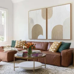 Handmade Beige Arch painting Wall Art Beige 3D Minimalist Texture Painting Beige Minimalist Wall Art A Pair Beige Painting Neutral Canvas Art