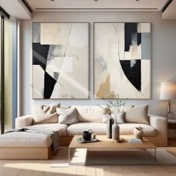 Handmade Beige White Black Minimal Art Beige White Wabi-sabi Wall ArtLarge Beige Abstract Wall ArtBlack Textured Art Oil Painting