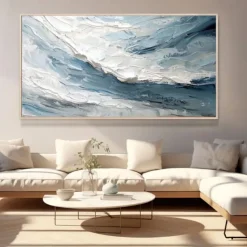 Handmade 3D Ocean oil painting handmade Wall Art Blue Huge Wave Oil Painting On Canvas Handpainted Sea Waves 3D Textured Abstract Painting Beach Landscape Sky oil painting for Living Room bedroom