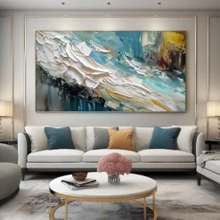 Handmade 3D Ocean oil painting handmade Wall Art Blue Huge Wave Oil Painting On Canvas Handpainted Sea Waves 3D Textured Abstract Painting Beach Landscape Sky oil painting for Living Room bedroom