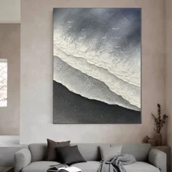 Handmade 3D wave oil painting handmade Wall Art Huge Wave ocean Oil Painting On Canvas Handpainted Sea Waves 3D Textured Abstract Painting Beach Landscape Sky oil painting for Living Room bedroom