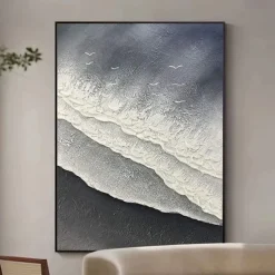 Handmade 3D wave oil painting handmade Wall Art Huge Wave ocean Oil Painting On Canvas Handpainted Sea Waves 3D Textured Abstract Painting Beach Landscape Sky oil painting for Living Room bedroom