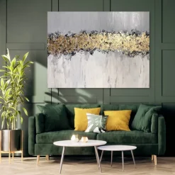 Handmade Gold blue Painting Hand Painted Oil Painting Wall Art Gold Foil Painting on Canvas Large Wall Art Texture contemporary art Home Decoration Rolled Canvas