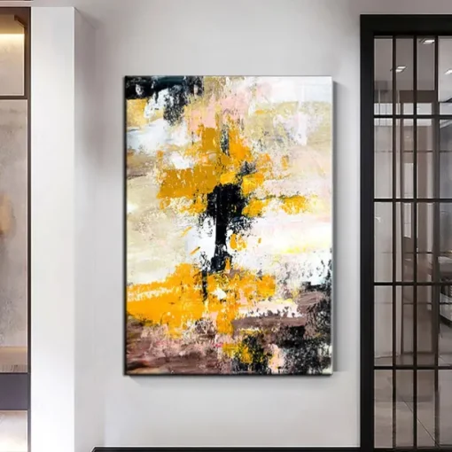 Handmade Hand Painted Oil Painting Storm Wall Art Dark Green Gold Foil Modern Minimalist Home Decoration Decor Rolled Canvas No Frame Unstretched