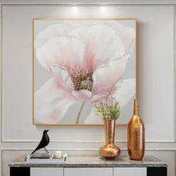 Handmade Hand Painted Oil Painting Wall Art Pink flower Rosebush Home Decoration Decor Rolled Canvas No Frame Unstretched