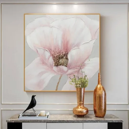 Handmade Hand Painted Oil Painting Wall Art Pink flower Rosebush Home Decoration Decor Rolled Canvas No Frame Unstretched
