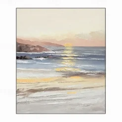 Handmade Hand Painted Oil Painting Wall Art Ocean Sunrise Landscape Home Decoration Decor Rolled Canvas No Frame Unstretched