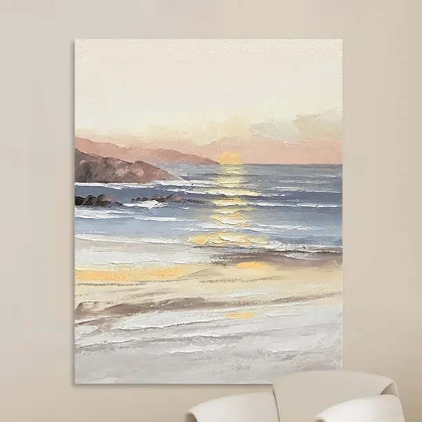 Handmade Hand Painted Oil Painting Wall Art Ocean Sunrise Landscape Home Decoration Decor Rolled Canvas No Frame Unstretched