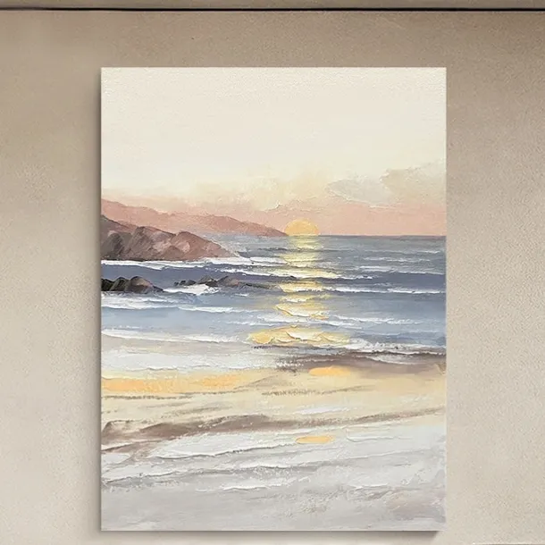 Handmade Hand Painted Oil Painting Wall Art Ocean Sunrise Landscape Home Decoration Decor Rolled Canvas No Frame Unstretched