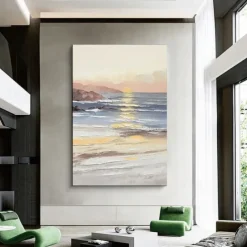 Handmade Hand Painted Oil Painting Wall Art Ocean Sunrise Landscape Home Decoration Decor Rolled Canvas No Frame Unstretched