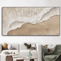 Handmade Ocean Waves Thick Oil Paintings On Canvas Earth Tone Picture Brown Painting Textured Wall Art Wall Art Sofa No Frame