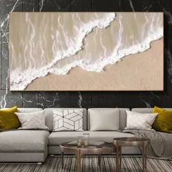 Handmade Ocean Waves Thick Oil Paintings On Canvas Earth Tone Picture Brown Painting Textured Wall Art Wall Art Sofa No Frame