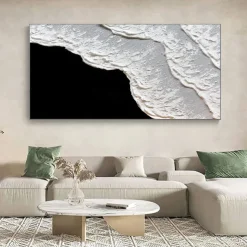 Handmade Ocean Waves Thick Oil Paintings On Canvas Earth Tone Picture Brown Painting Textured Wall Art Wall Art Sofa No Frame