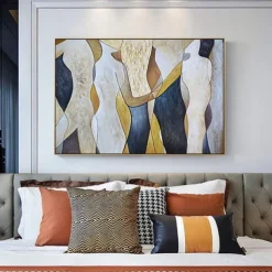 Handmade Oil Painting Canvas Wall Art Decoration Body Art Abstract Retro for Home Decor Rolled Frameless Unstretched Painting