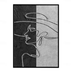 Handmade Oil Painting Canvas Wall Art Decoration Figure Abstract Simple Black and White Texture for Home Decor Rolled Frameless Unstretched Painting