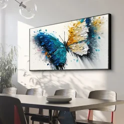 Handmade Oil Painting Canvas Wall Art Decoration Modern Animal Abstract Colorful Butterfly for Living Room Home Decor Rolled Frameless Unstretched Painting