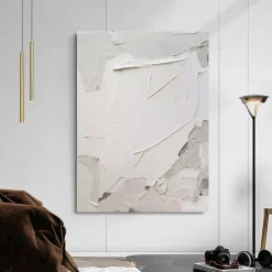 Handmade Oil Painting Canvas Wall Art Decoration Simple Abstract Texture White for Home Decor Rolled Frameless Unstretched Painting