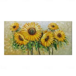 Handmade Oil Painting Canvas Wall Art Decoration Modern Abstract Flowers Knife Sunflower for Living Room Home Decor Rolled Frameless Unstretched Painting