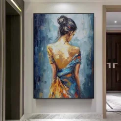 Handmade Oil Painting Canvas Wall Art Decoration Modern Abstract Figure Portrait Girl's Back for Home Decor Rolled Frameless Unstretched Painting