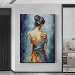 Handmade Oil Painting Canvas Wall Art Decoration Modern Abstract Figure Portrait Girl's Back for Home Decor Rolled Frameless Unstretched Painting