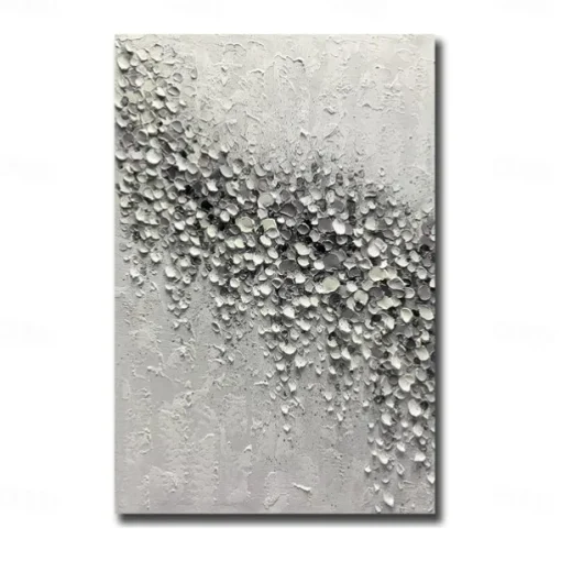 Handmade Oil Painting Canvas Wall Art Decoration Abstract 3D Palette Knife Black and White Petal for Home Decor Rolled Frameless Unstretched Painting