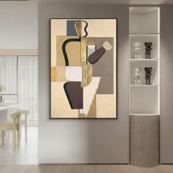 Handmade Oil Painting Canvas Wall Art Decoration Picasso Style Abstract Musical Violin for Home Decor Rolled Frameless Unstretched Painting