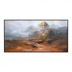 Handmade Oil Painting Canvas Wall Art Decoration Modern Abstract Mountain Golden Hill Landscape for Living Room Home Decor Rolled Frameless Unstretched Painting