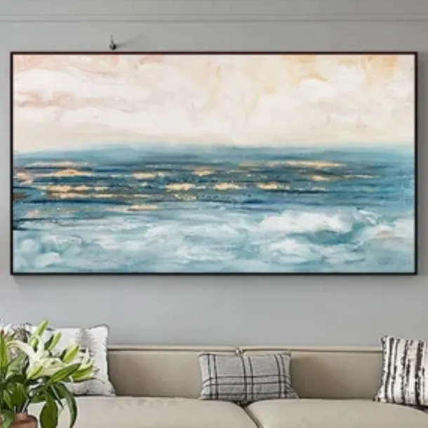 Handmade Oil Painting Canvas Wall Art Decoration Abstract Seascape Painting Beach Ocean for Home Decor Rolled Frameless Unstretched Painting