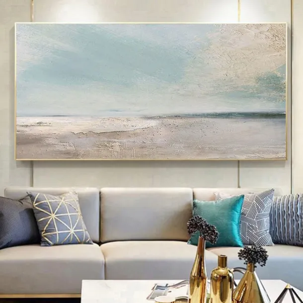 Handmade Oil Painting Canvas Wall Art Decoration Abstract Seascape Painting Beach Ocean for Home Decor Rolled Frameless Unstretched Painting