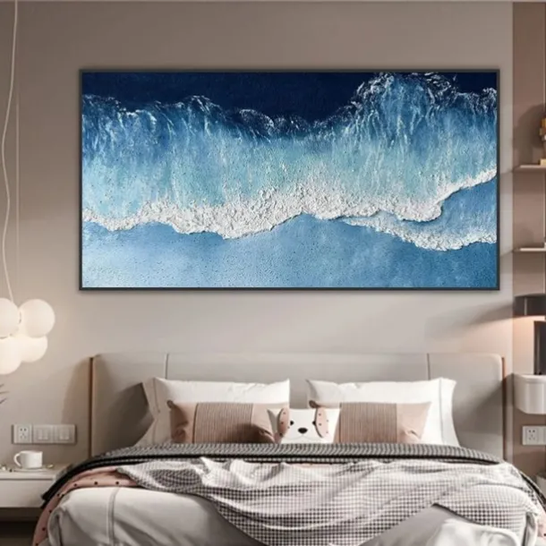Handmade Oil Painting Canvas Wall Art Decoration Abstract Seascape Painting Beach Ocean for Home Decor Rolled Frameless Unstretched Painting