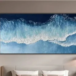 Handmade Oil Painting Canvas Wall Art Decoration Abstract Seascape Painting Beach Ocean for Home Decor Rolled Frameless Unstretched Painting