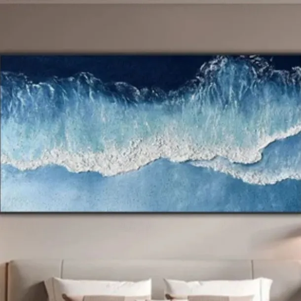 Handmade Oil Painting Canvas Wall Art Decoration Abstract Seascape Painting Beach Ocean for Home Decor Rolled Frameless Unstretched Painting