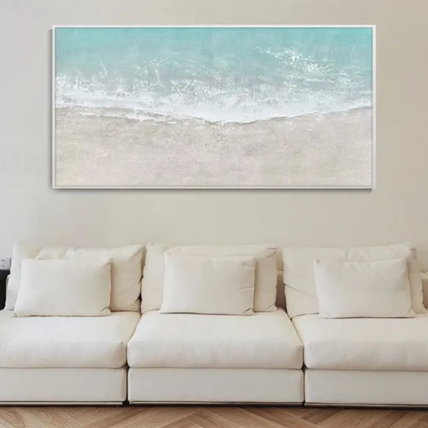 Handmade Oil Painting Canvas Wall Art Decoration Abstract Seascape Painting Beach Ocean for Home Decor Rolled Frameless Unstretched Painting