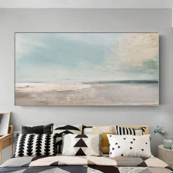 Handmade Oil Painting Canvas Wall Art Decoration Abstract Seascape Painting Beach Ocean for Home Decor Rolled Frameless Unstretched Painting