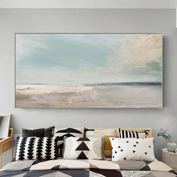 Handmade Oil Painting Canvas Wall Art Decoration Abstract Seascape Painting Beach Ocean for Home Decor Rolled Frameless Unstretched Painting