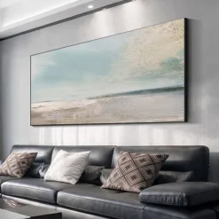 Handmade Oil Painting Canvas Wall Art Decoration Abstract Seascape Painting Beach Ocean for Home Decor Rolled Frameless Unstretched Painting