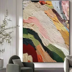 Handmade Oil Painting Canvas Wall Art Decoration Modern Minimalist Style Colorful Abstract for Home Decor Rolled Frameless Unstretched Painting