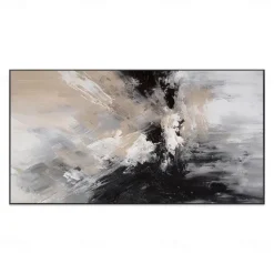 Handmade Oil Painting Canvas Wall Art Decoration Black and White Modern Simple Hand-Painted Abstract Decorative Picture for Home Living Room Decor Rolled Frameless Unstretched Painting