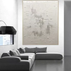 Handmade Oil Painting Canvas Wall Art Decorative Abstract Knife Painting Landscape White For Home Decor Rolled Frameless Unstretched Painting