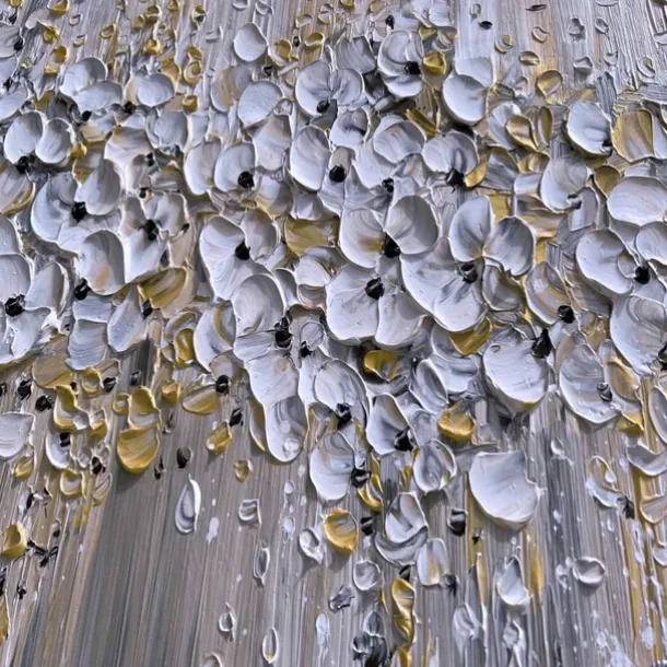 Handmade Oil Painting Canvas Wall Art Decoration Palette Knife Painting Classic White Plum Blossom for Home Decor Rolled Frameless Unstretched Painting