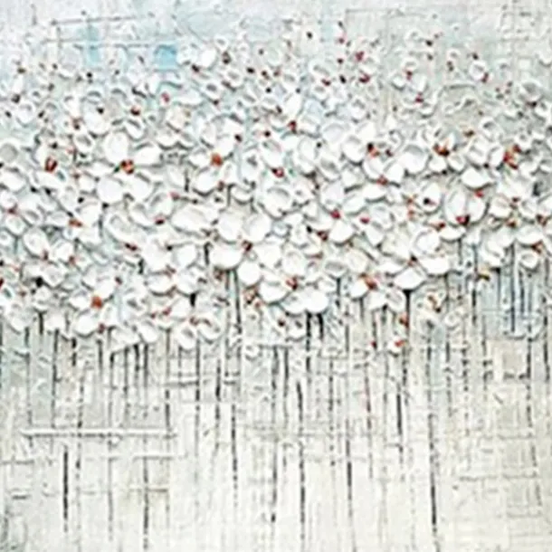 Handmade Oil Painting Canvas Wall Art Decoration Palette Knife Painting Classic White Plum Blossom for Home Decor Rolled Frameless Unstretched Painting