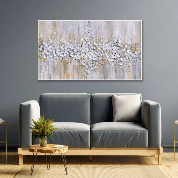 Handmade Oil Painting Canvas Wall Art Decoration Palette Knife Painting Classic White Plum Blossom for Home Decor Rolled Frameless Unstretched Painting