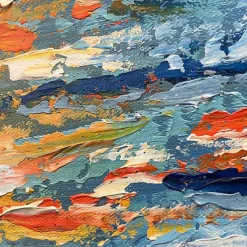 Handmade Oil Painting Canvas Wall Art Decoration Abstract Sailboat in the Sunset Painting Abstract Ocean Seascape Painting for Home Decor Rolled Frameless Unstretched Painting