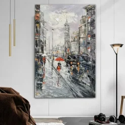 Handmade Oil Painting Canvas Wall Art DecorationAbstract Architectural Streetscape London Landscape for Home Decor Rolled Frameless Unstretched Painting